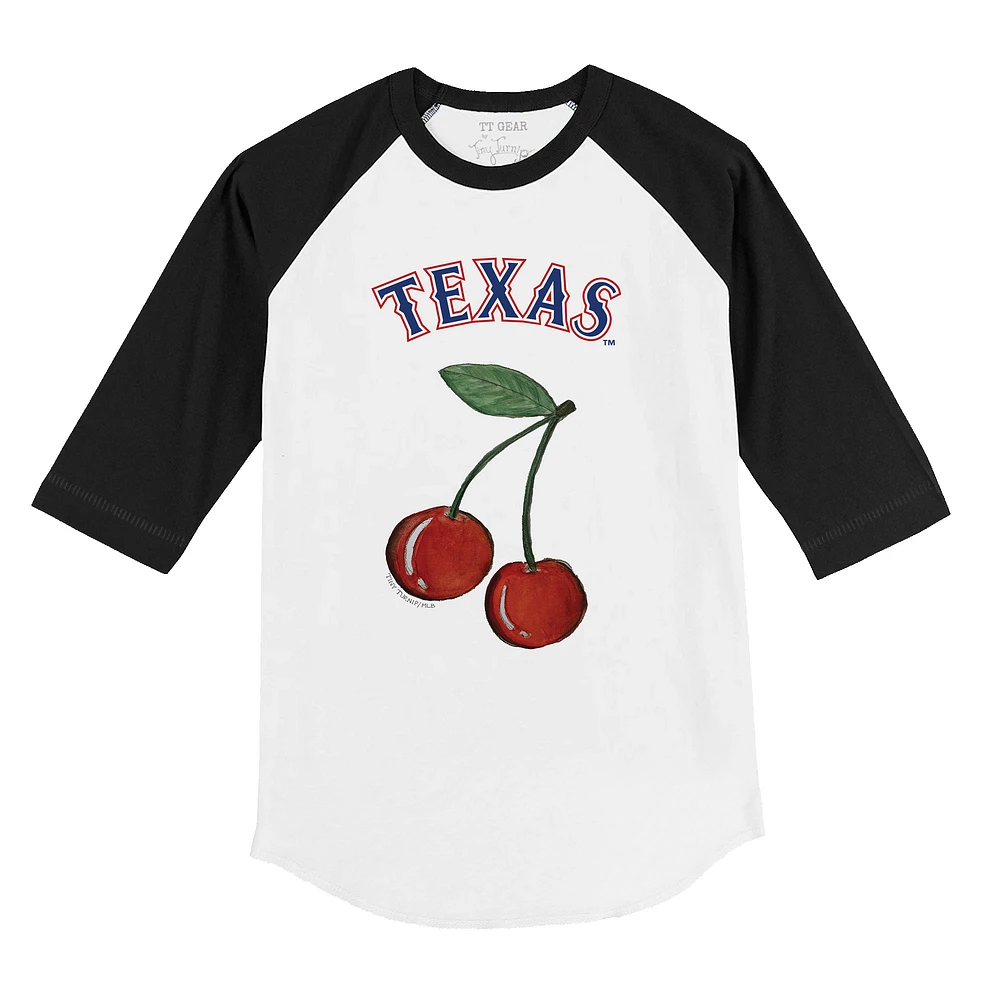 Infant Tiny Turnip White Texas Rangers Cherries 3/4-Sleeve Raglan Baseball T-Shirt