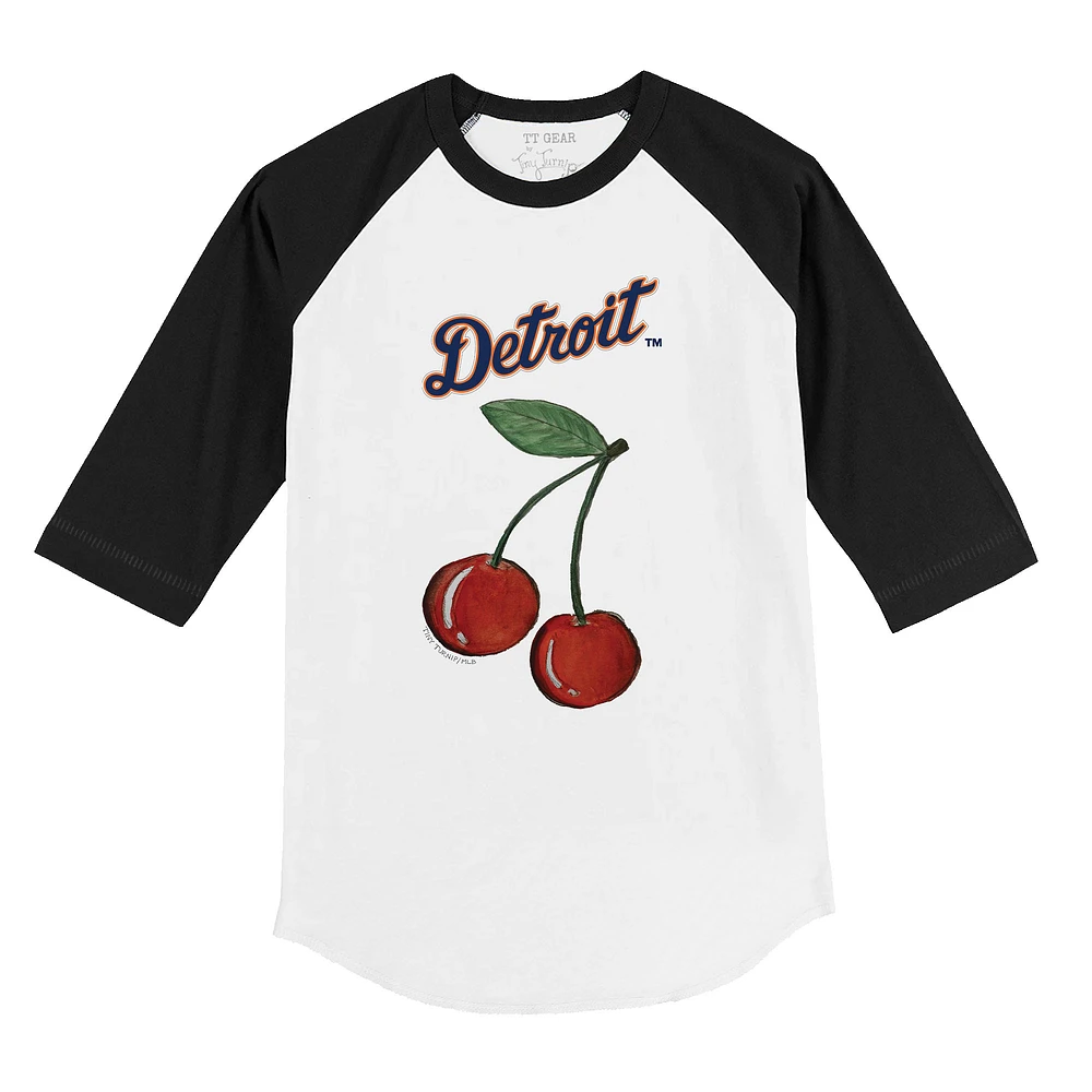 Infant Tiny Turnip White Detroit Tigers Cherries 3/4-Sleeve Raglan Baseball T-Shirt