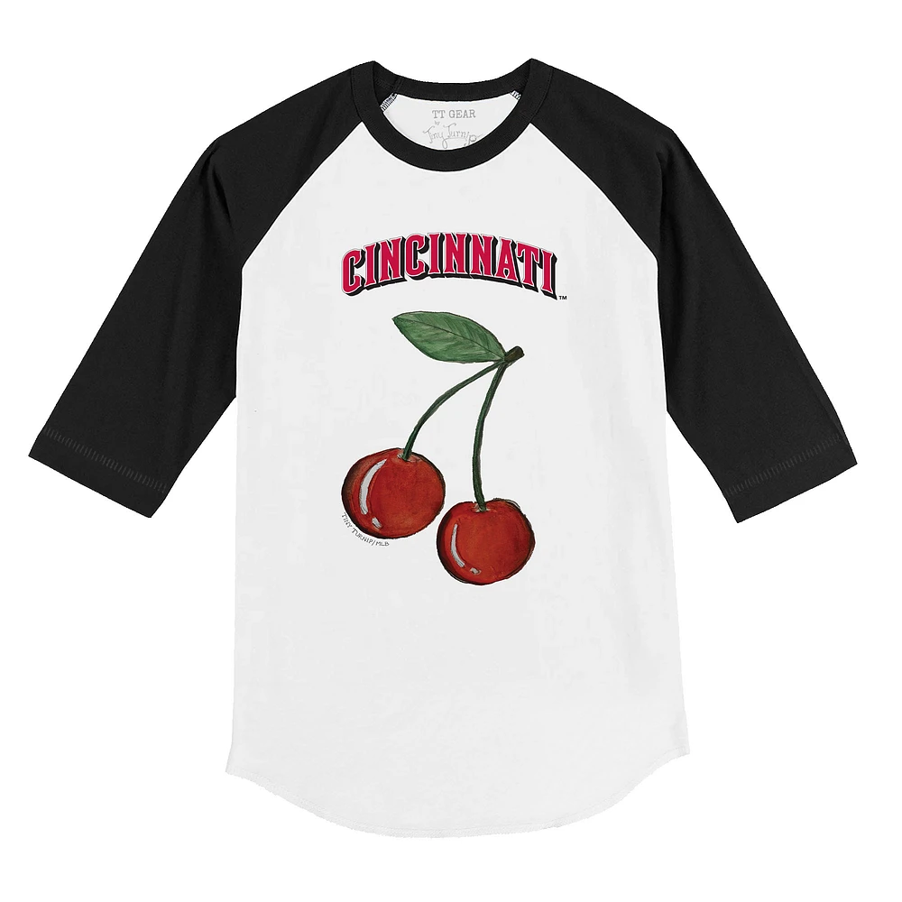 Infant Tiny Turnip White Cincinnati Reds Cherries 3/4-Sleeve Raglan Baseball T-Shirt