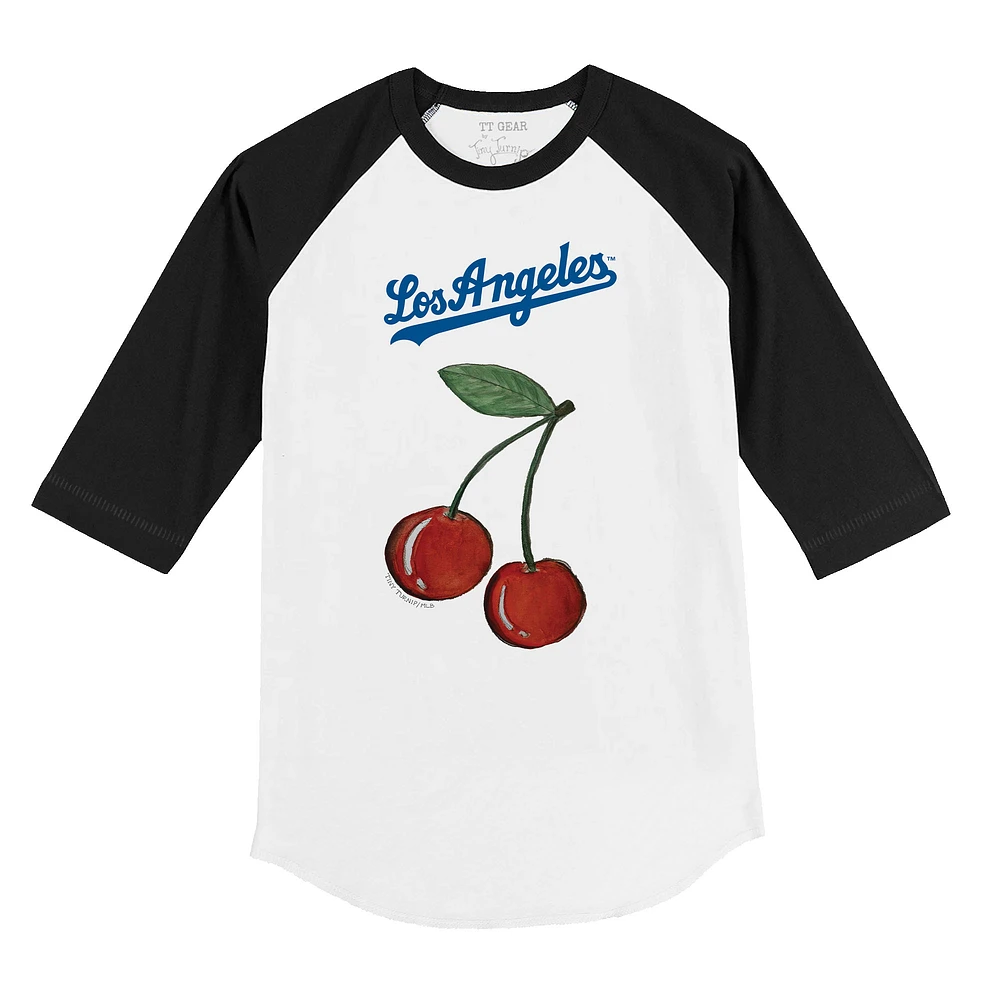 Toddler Tiny Turnip White Los Angeles Dodgers Cherries 3/4-Sleeve Raglan Baseball T-Shirt