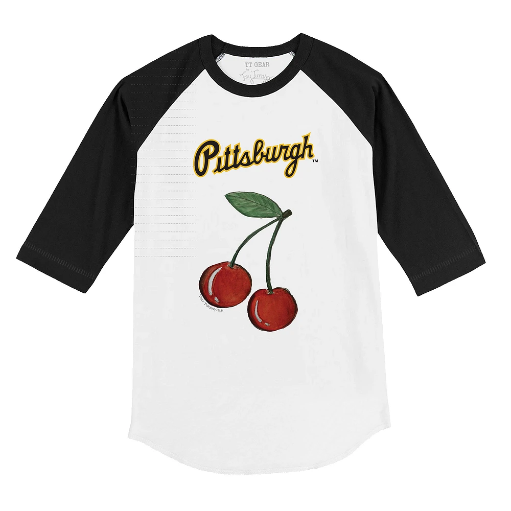 Toddler Tiny Turnip White Pittsburgh Pirates Cherries 3/4-Sleeve Raglan Baseball T-Shirt