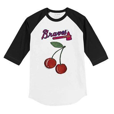 Toddler Tiny Turnip White Atlanta Braves Cherries 3/4-Sleeve Raglan Baseball T-Shirt