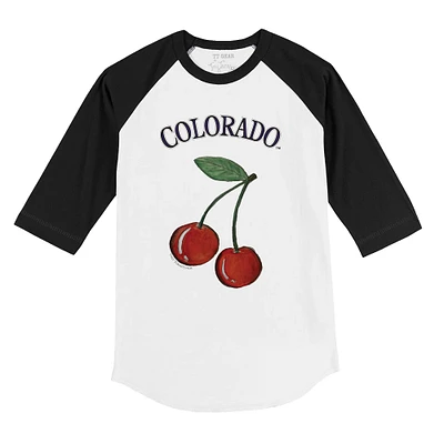 Toddler Tiny Turnip White Colorado Rockies Cherries 3/4-Sleeve Raglan Baseball T-Shirt