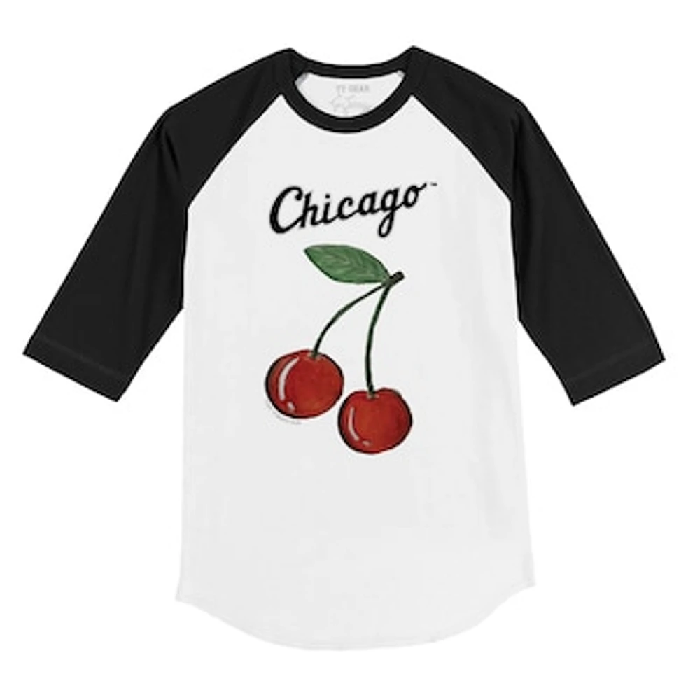 Youth Tiny Turnip White Chicago Sox Cherries 3/4-Sleeve Raglan Baseball T-Shirt