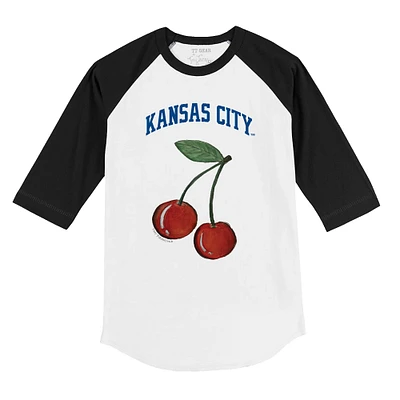 Youth Tiny Turnip White Kansas City Royals Cherries 3/4-Sleeve Raglan Baseball T-Shirt