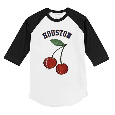 Youth Tiny Turnip White Houston Astros Cherries 3/4-Sleeve Raglan Baseball T-Shirt