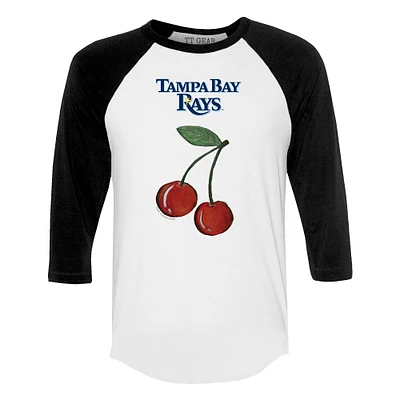 Women's Tiny Turnip White Tampa Bay Rays Cherries 3/4-Sleeve Raglan Baseball T-Shirt