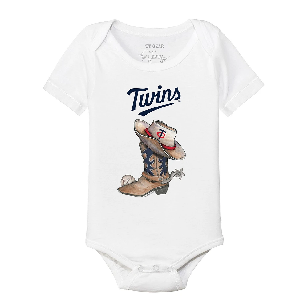 Infant Tiny Turnip White Minnesota Twins Cowboy Boot Bodysuit