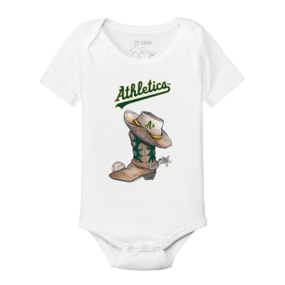 Infant Tiny Turnip White Athletics Cowboy Boot Bodysuit