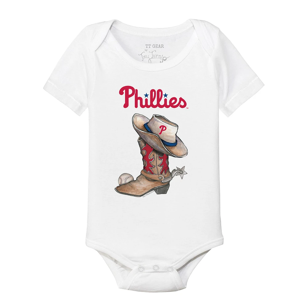 Infant Tiny Turnip White Philadelphia Phillies Cowboy Boot Bodysuit