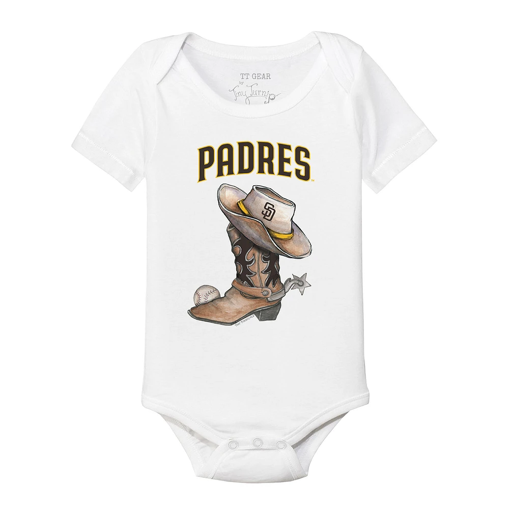 Infant Tiny Turnip White San Diego Padres Cowboy Boot Bodysuit