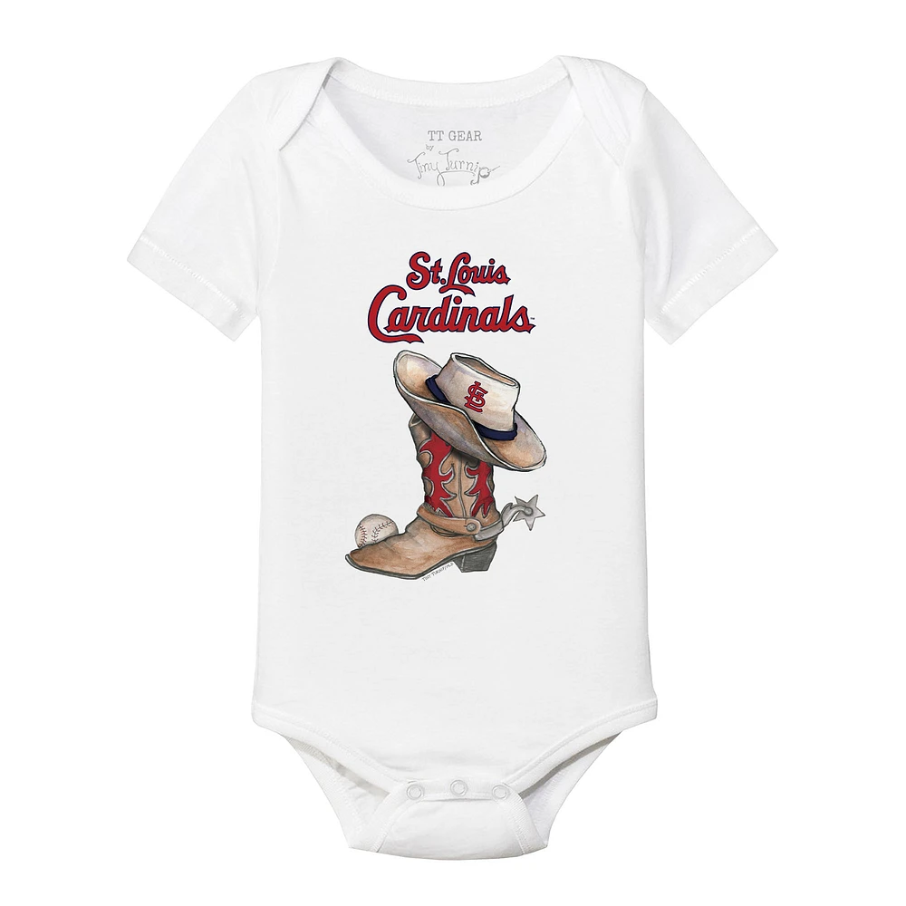 Infant Tiny Turnip White St. Louis Cardinals Cowboy Boot Bodysuit