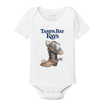 Infant Tiny Turnip White Tampa Bay Rays Cowboy Boot Bodysuit