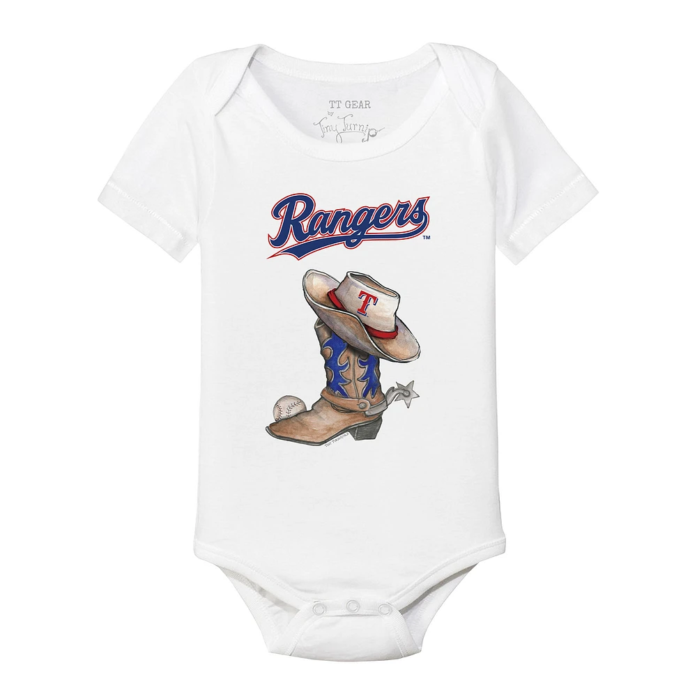 Infant Tiny Turnip White Texas Rangers Cowboy Boot Bodysuit