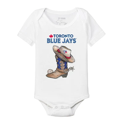 Infant Tiny Turnip White Toronto Blue Jays Cowboy Boot Bodysuit