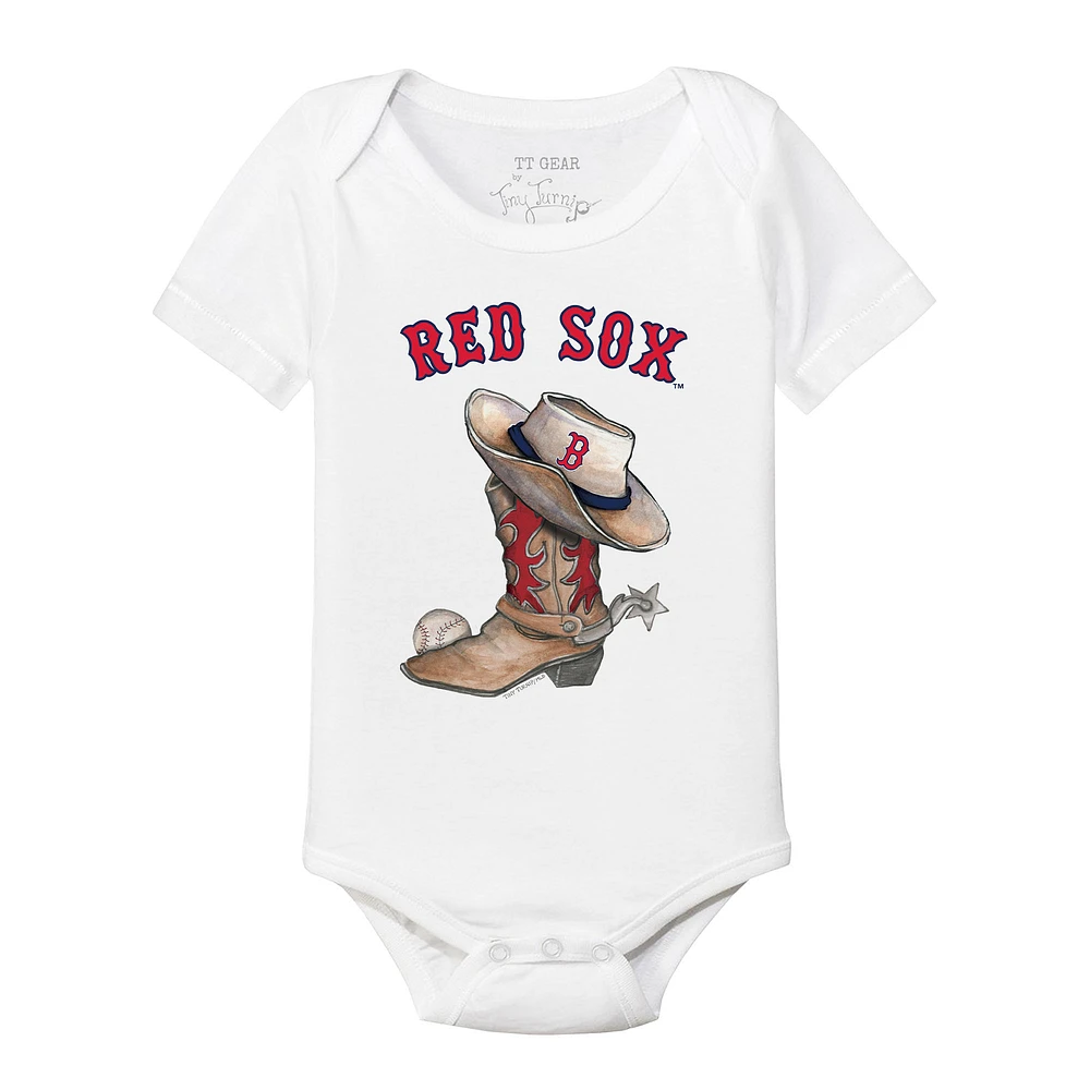 Infant Tiny Turnip White Boston Red Sox Cowboy Boot Bodysuit
