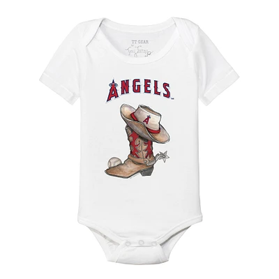 Infant Tiny Turnip White Los Angeles Angels Cowboy Boot Bodysuit