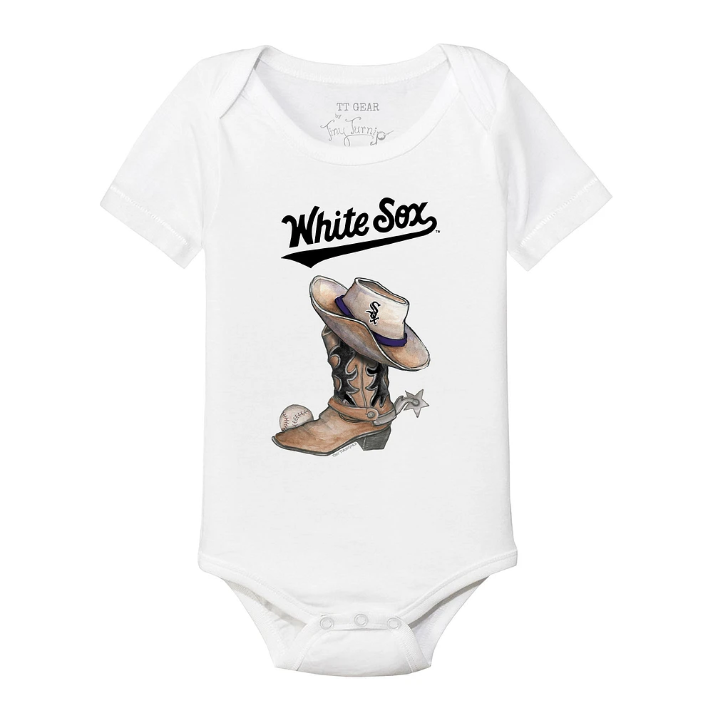 Infant Tiny Turnip White Chicago Sox Cowboy Boot Bodysuit