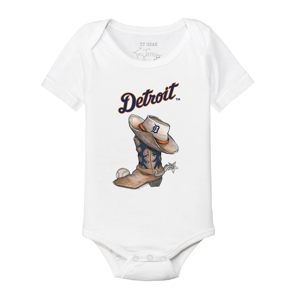 Infant Tiny Turnip White Detroit Tigers Cowboy Boot Bodysuit
