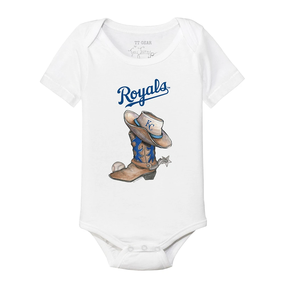 Infant Tiny Turnip White Kansas City Royals Cowboy Boot Bodysuit