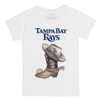 Infant Tiny Turnip White Tampa Bay Rays Cowboy Boot T-Shirt