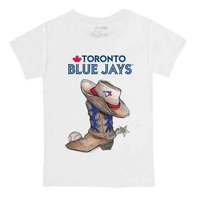 Infant Tiny Turnip White Toronto Blue Jays Cowboy Boot T-Shirt