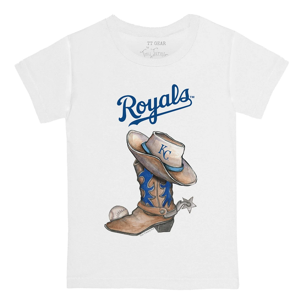 Toddler Tiny Turnip White Kansas City Royals Cowboy Boot T-Shirt