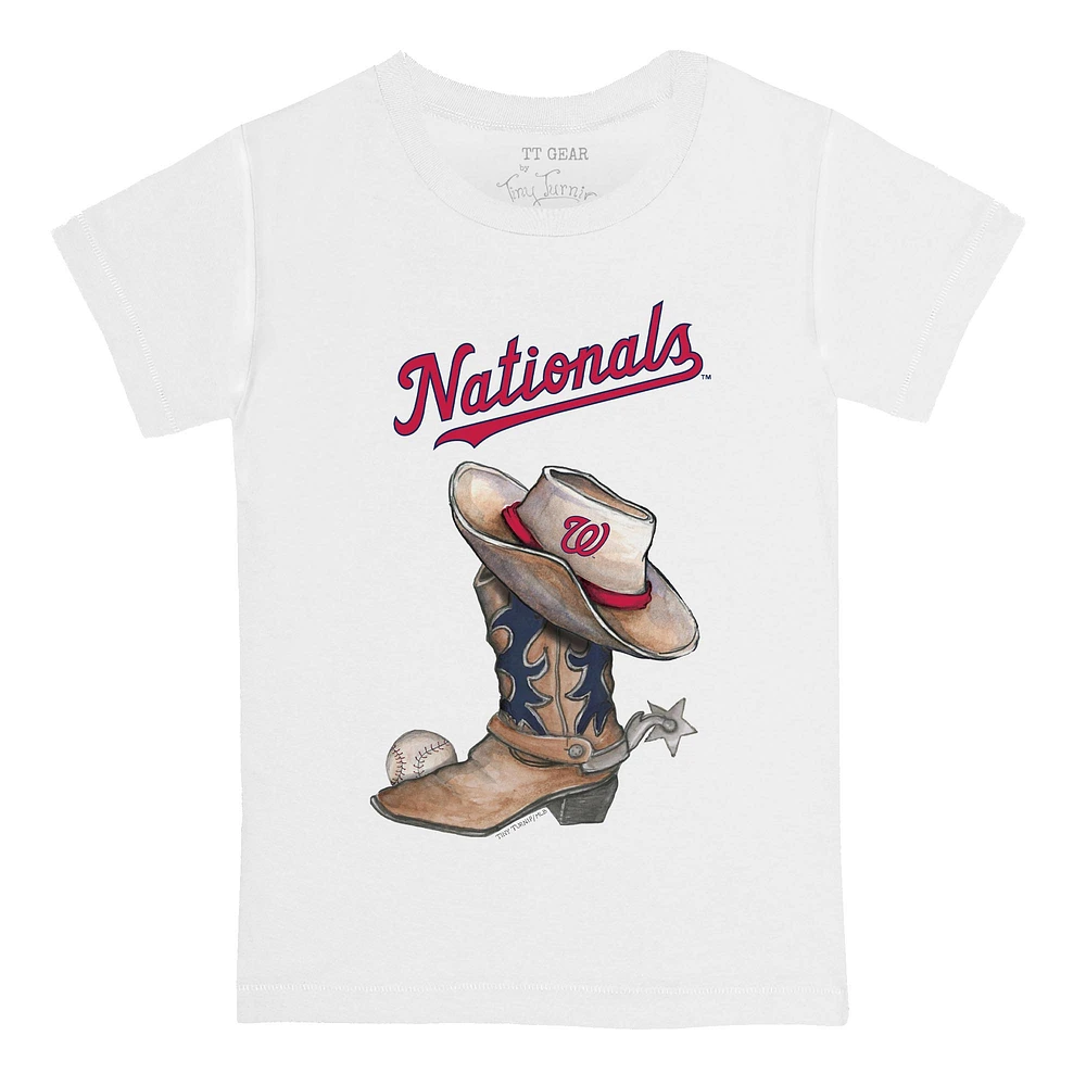 Youth Tiny Turnip White Washington Nationals Cowboy Boot T-Shirt