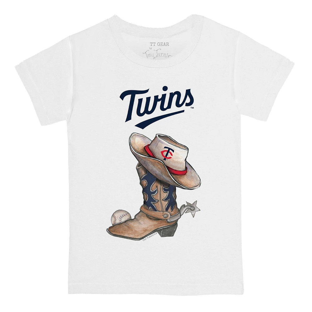 Youth Tiny Turnip White Minnesota Twins Cowboy Boot T-Shirt
