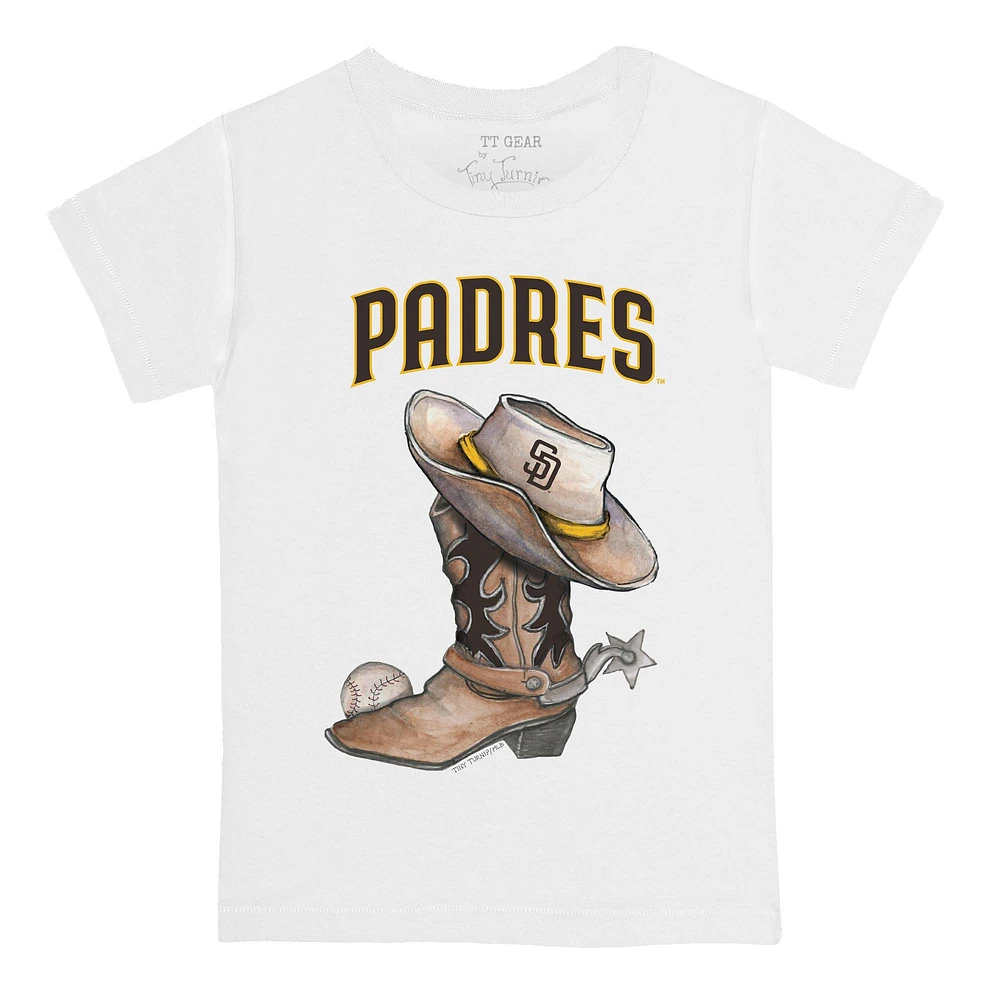 Youth Tiny Turnip White San Diego Padres Cowboy Boot T-Shirt