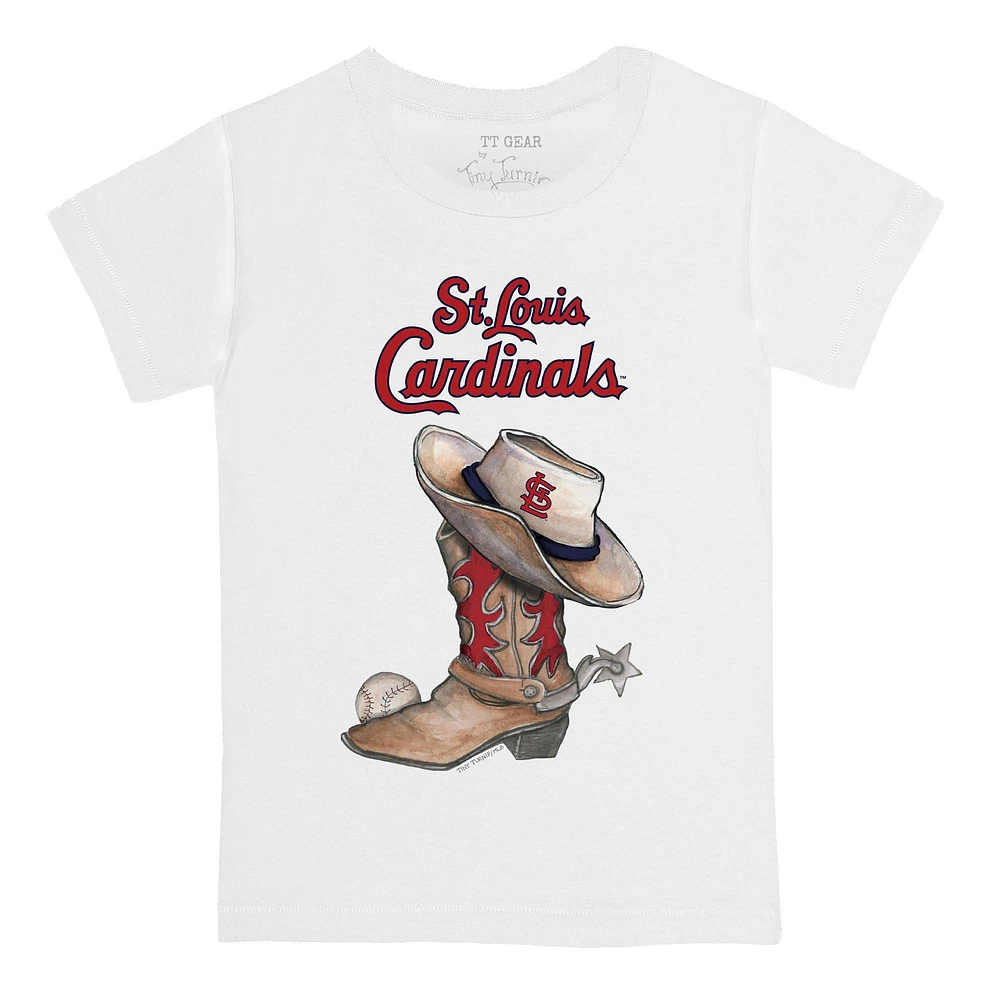 Youth Tiny Turnip White St. Louis Cardinals Cowboy Boot T-Shirt