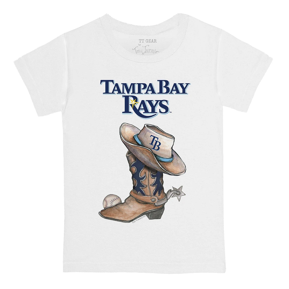 Youth Tiny Turnip White Tampa Bay Rays Cowboy Boot T-Shirt