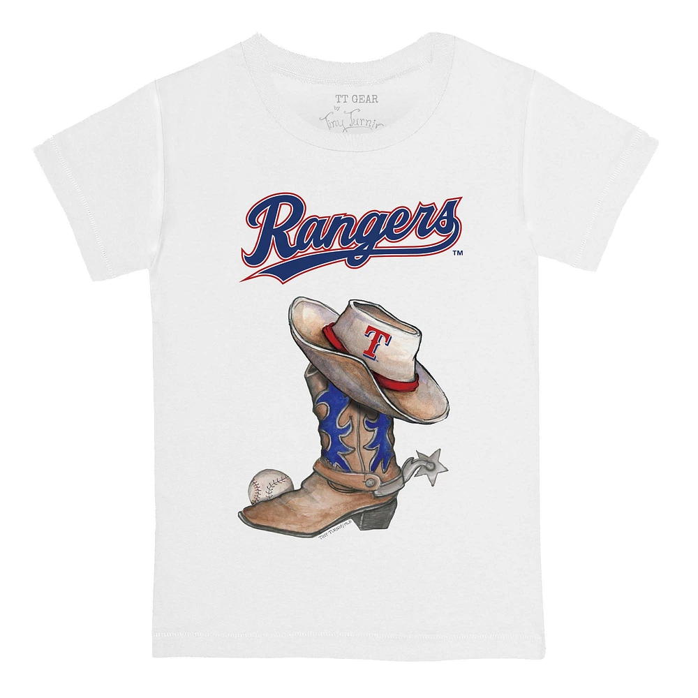 Youth Tiny Turnip White Texas Rangers Cowboy Boot T-Shirt