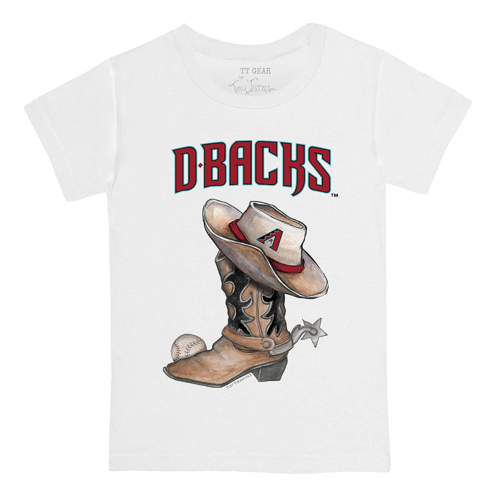 Youth Tiny Turnip White Arizona Diamondbacks Cowboy Boot T-Shirt