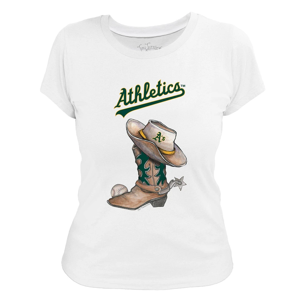 Women's Tiny Turnip White Athletics Cowboy Boot T-Shirt