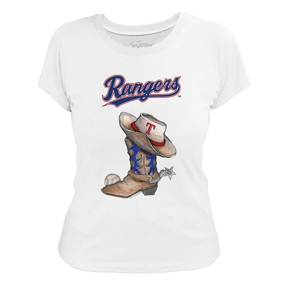 Women's Tiny Turnip White Texas Rangers Cowboy Boot T-Shirt