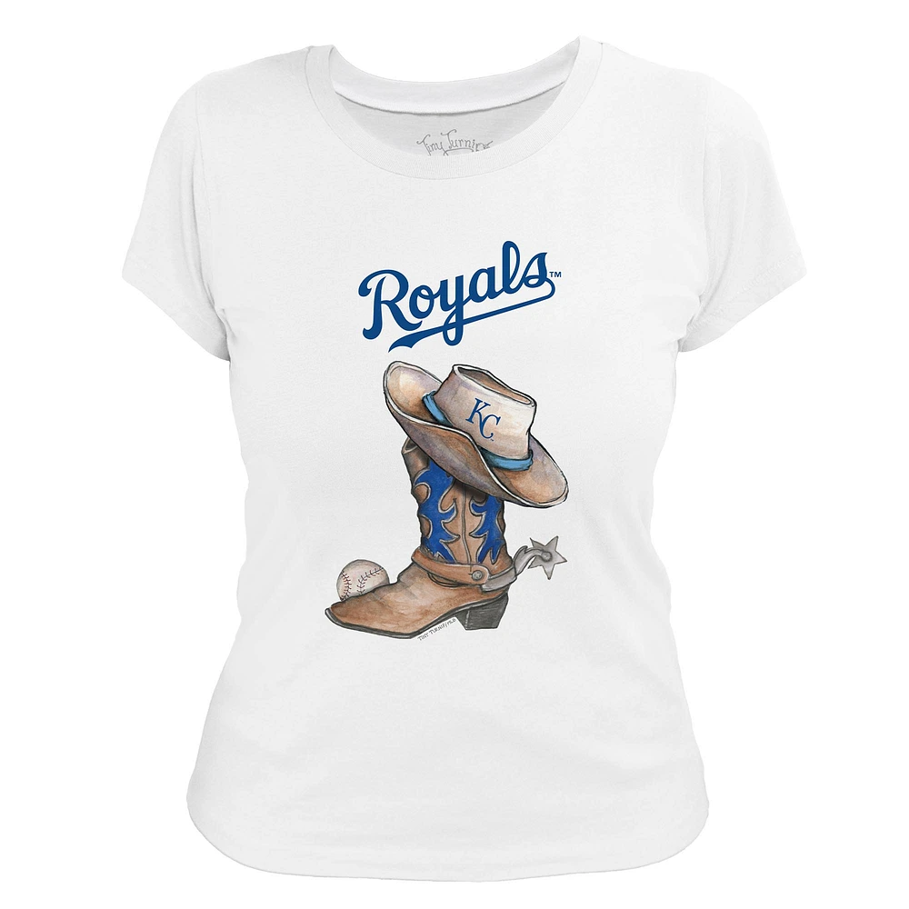 Women's Tiny Turnip White Kansas City Royals Cowboy Boot T-Shirt