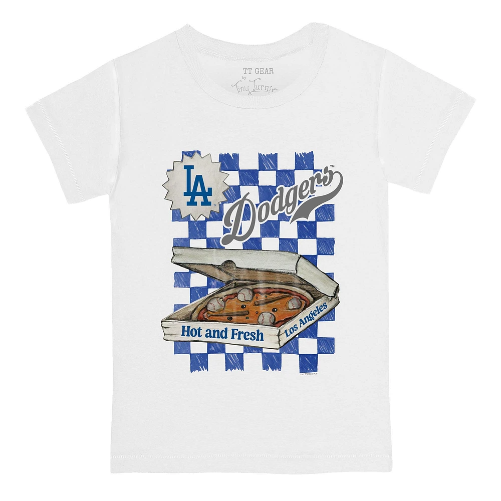 Infant Tiny Turnip White Los Angeles Dodgers Pizza T-Shirt