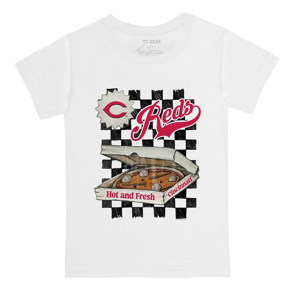 Infant Tiny Turnip White Cincinnati Reds Pizza T-Shirt