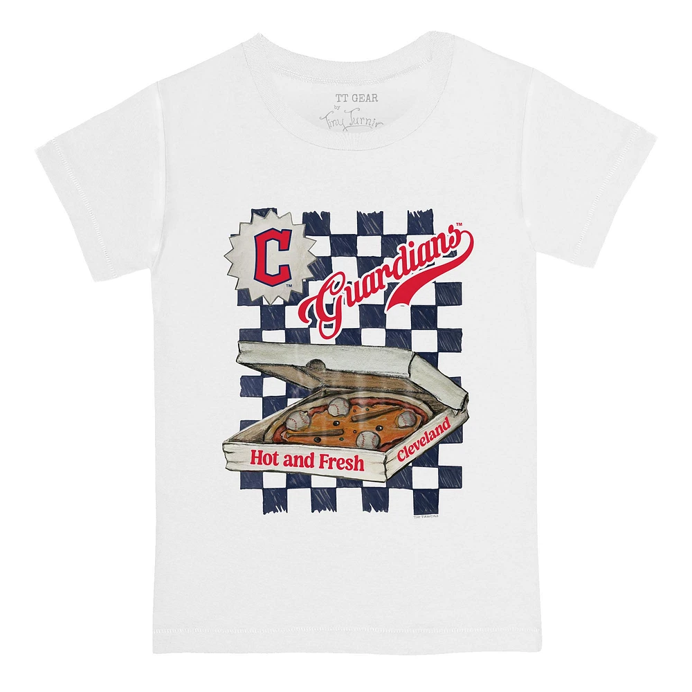 Infant Tiny Turnip White Cleveland Guardians Pizza T-Shirt