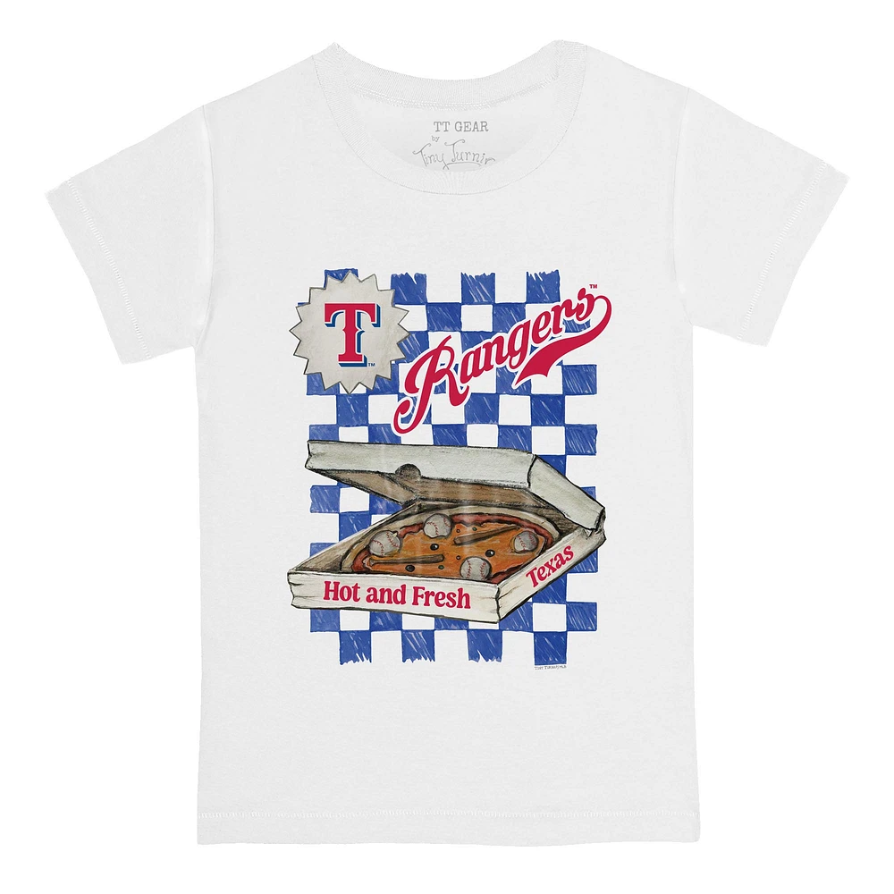 Toddler Tiny Turnip White Texas Rangers Pizza T-Shirt