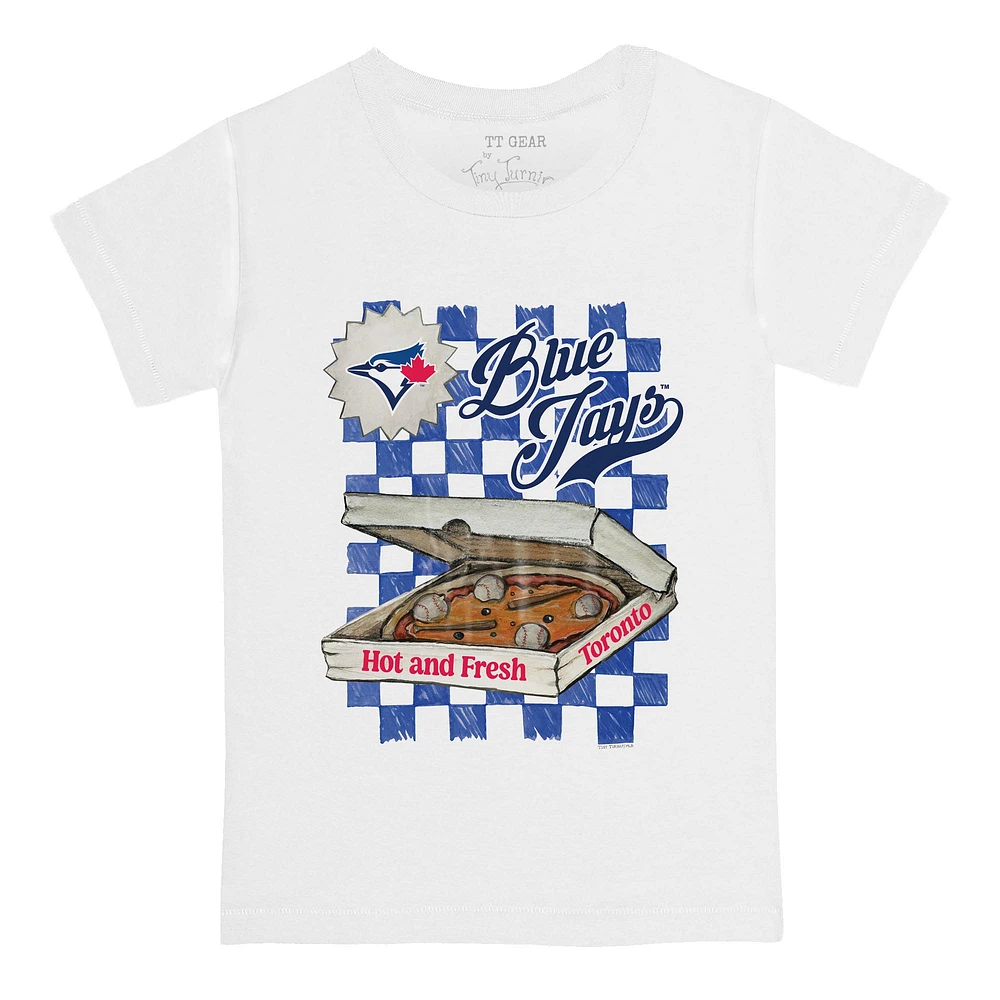 Toddler Tiny Turnip White Toronto Blue Jays Pizza T-Shirt