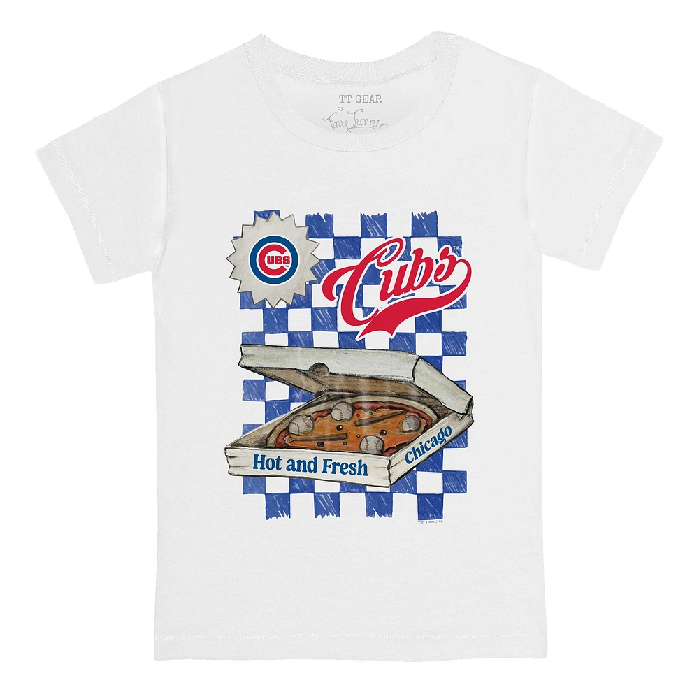 Toddler Tiny Turnip White Chicago Cubs Pizza T-Shirt
