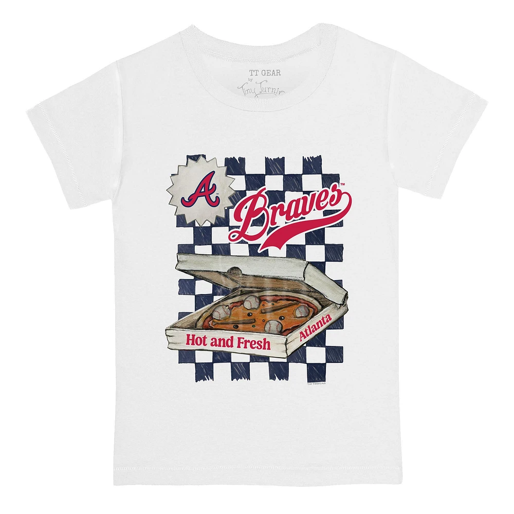 Toddler Tiny Turnip White Atlanta Braves Pizza T-Shirt