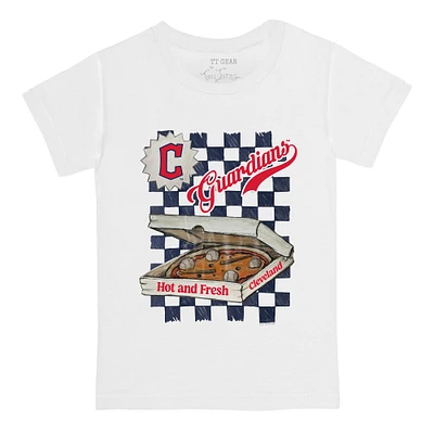 Toddler Tiny Turnip White Cleveland Guardians Pizza T-Shirt