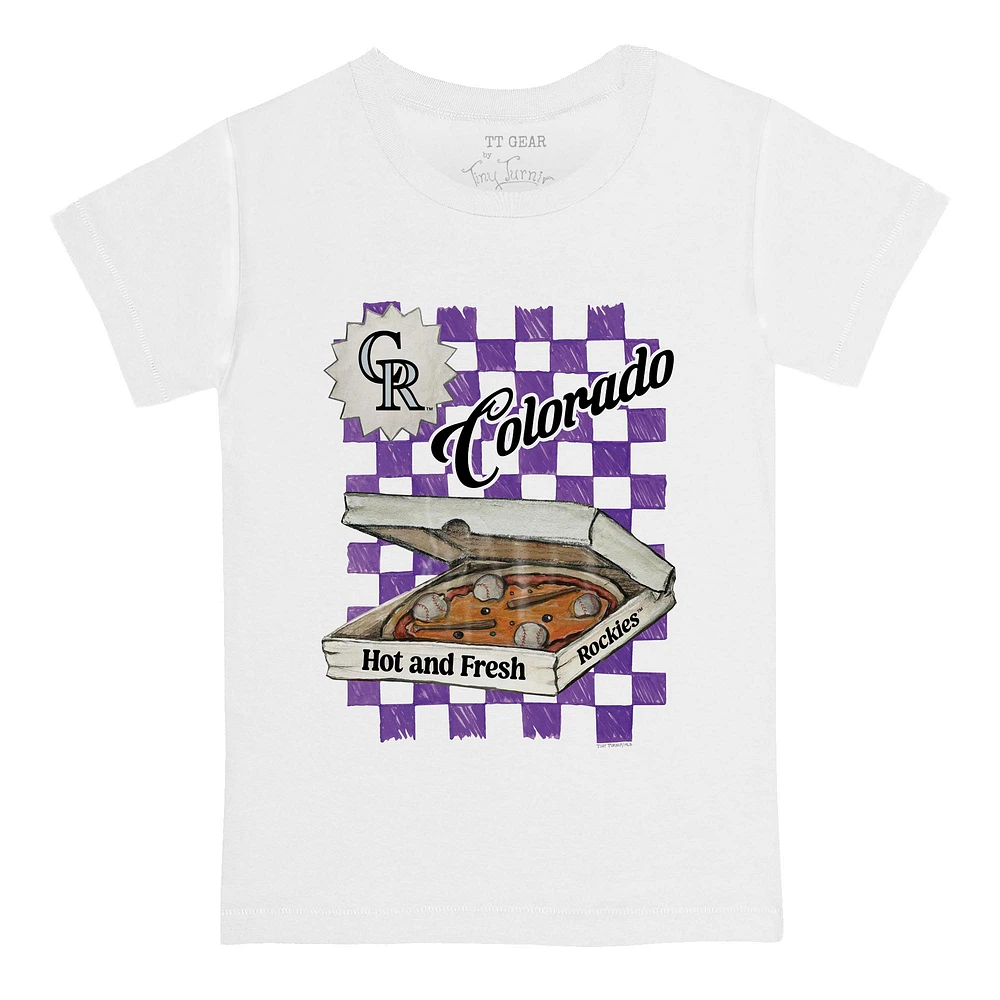 Toddler Tiny Turnip White Colorado Rockies Pizza T-Shirt