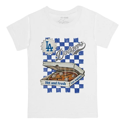 Youth Tiny Turnip White Los Angeles Dodgers Pizza T-Shirt