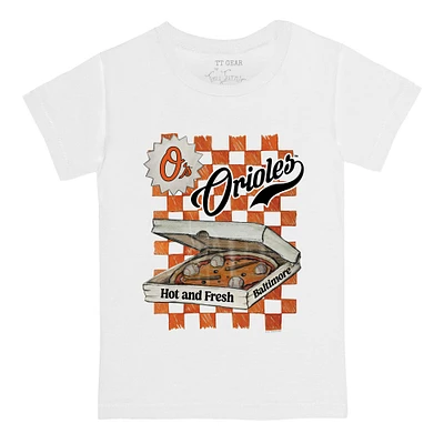 Youth Tiny Turnip White Baltimore Orioles Pizza T-Shirt