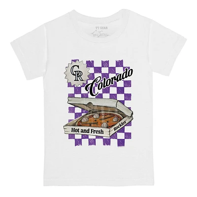 Youth Tiny Turnip White Colorado Rockies Pizza T-Shirt