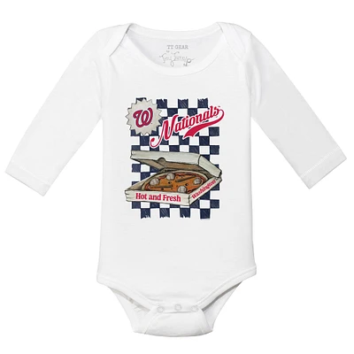 Infant Tiny Turnip White Washington Nationals Pizza Long Sleeve Bodysuit